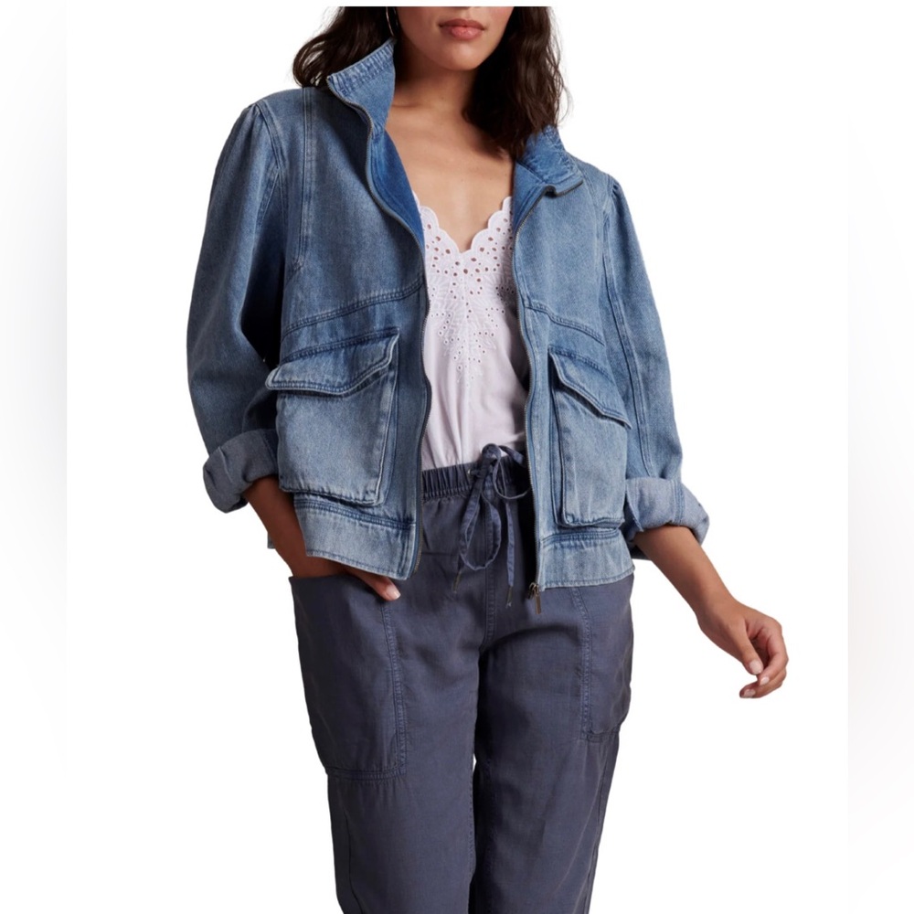 Splendid Collection Blue Washed Denim Utility Jacket - Picture 2 of 11